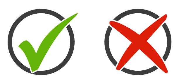 istock Set of round icons tick and x 873899320