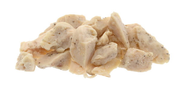 istock Portion of chicken breast chunks on a white background 873902692