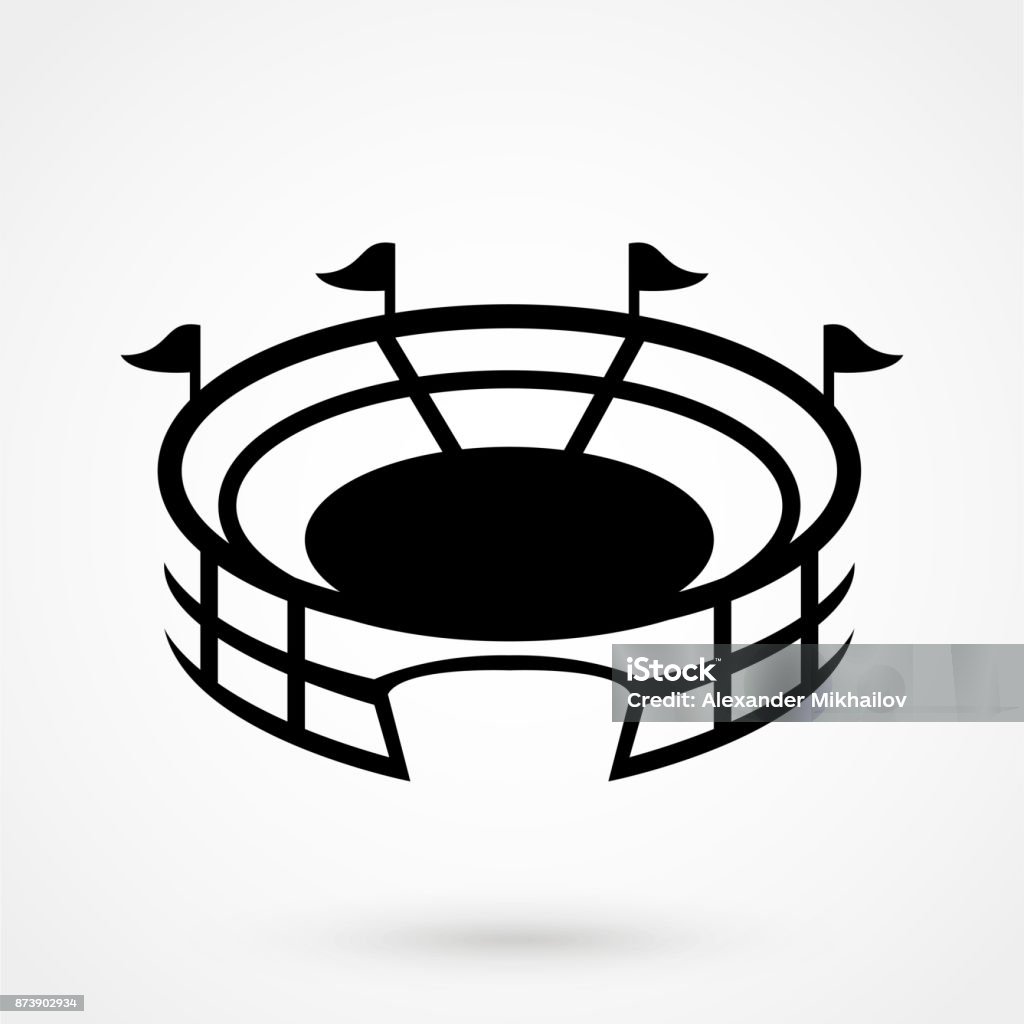 Icône de vecteur de stade avec ombre ronde - clipart vectoriel de Stade libre de droits