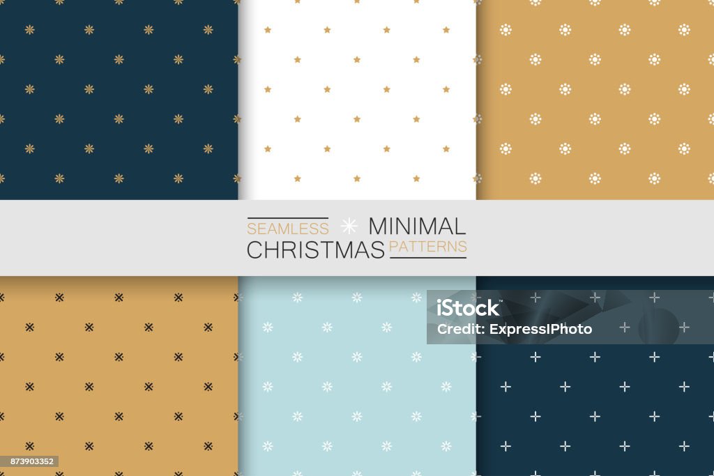 Collection of seamless christmas patterns - minimalistic design. Simple colorful backgrounds Collection of seamless christmas patterns - minimalistic design. Simple colorful backgrounds. Pattern stock vector