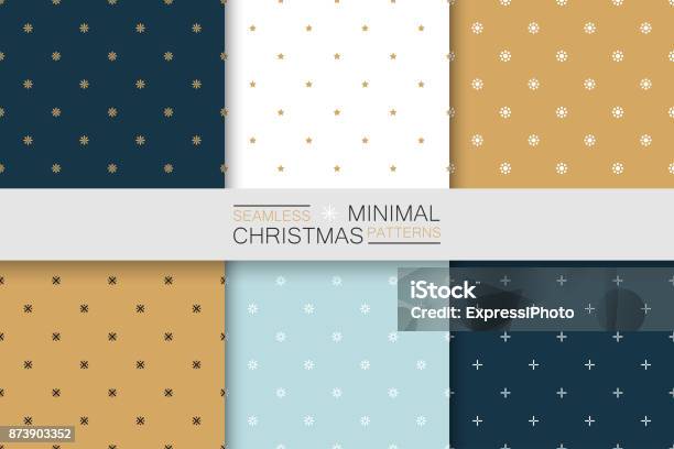 Collection Of Seamless Christmas Patterns Minimalistic Design Simple Colorful Backgrounds Stock Illustration - Download Image Now