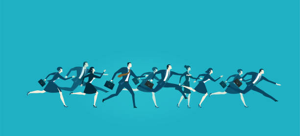 istock Group of running business people, concept illustration 873906996