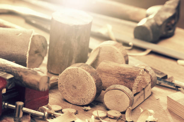 istock Wooden toy tractor machine detail DIY, carpenter tool 873909078