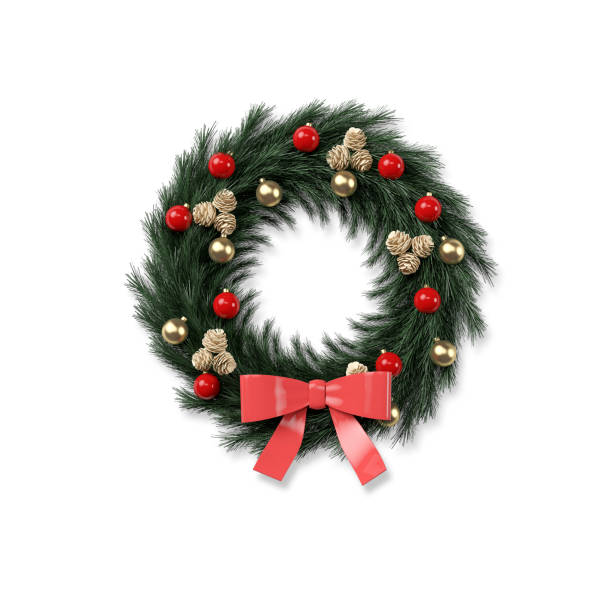 istock Colorful Christmas Wreath on Isolated White Background 873912932
