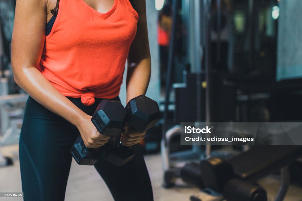 Heavy weight exercise Women Stock Photo