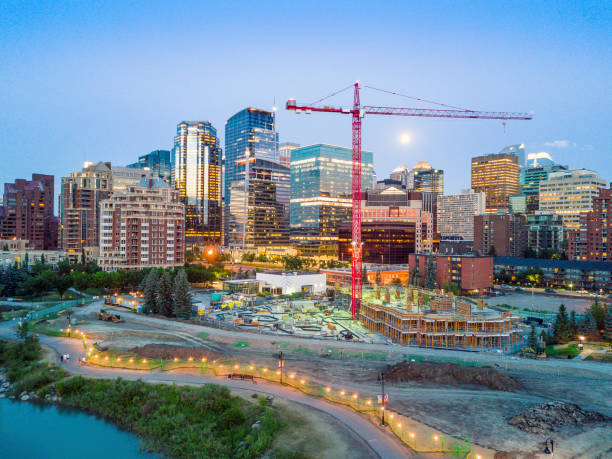 Calgary downtown in the evening, Alberta, Canada