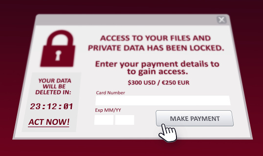 A ransomware pop up