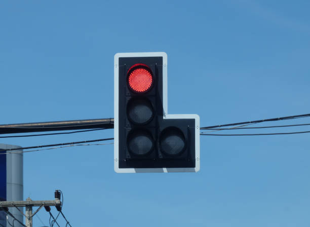 istock Traffic lights, red lights sign the car must stop. 873932558
