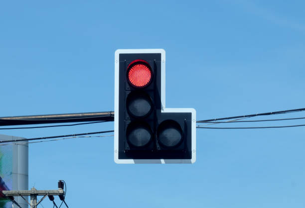 istock Traffic lights, red lights sign the car must stop. 873932590