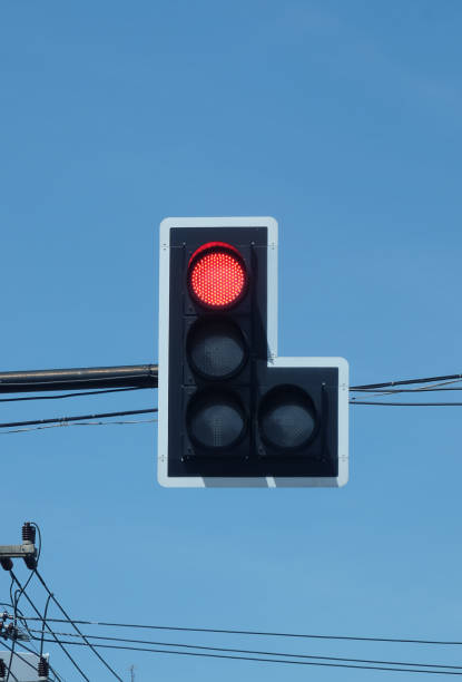 istock Traffic lights, red lights sign the car must stop. 873932654