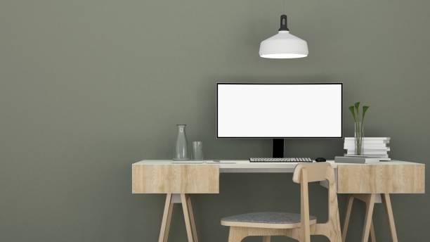 istock 3D Rendering minimal style Interior minimal work space or living room and wall decorate in hotel 873933248