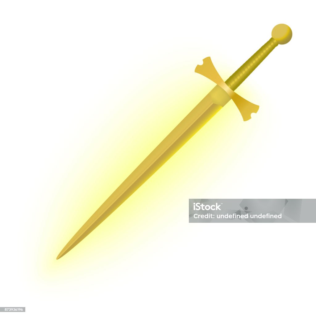 Realistic Medieval Sword Yellow Sword Glowing With Yellow ...