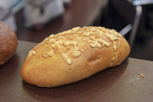 Loaf of bread on the table. Food