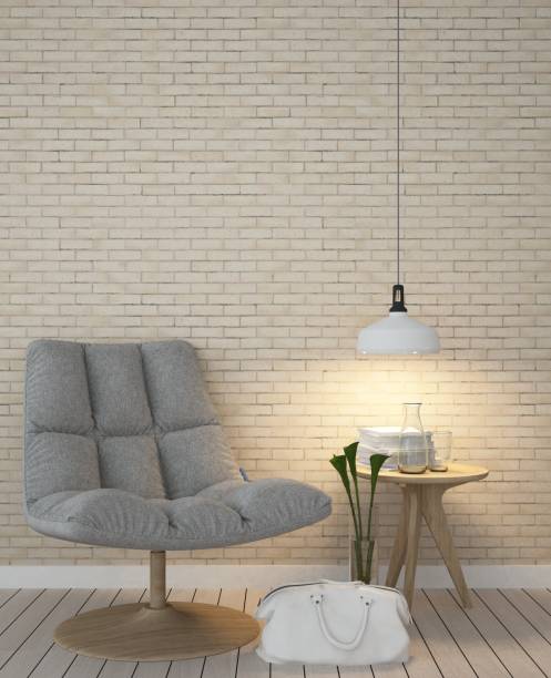 istock Interior living minimal space in hotel and wall decoration table ramp - 3D Rendering 873940842