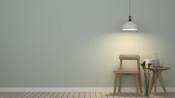 istock Interior living minimal space in hotel and wall decoration table ramp - 3D Rendering 873940960
