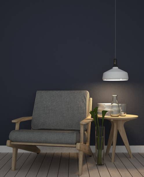 istock Interior living minimal space in hotel and wall decoration table ramp - 3D Rendering 873940986