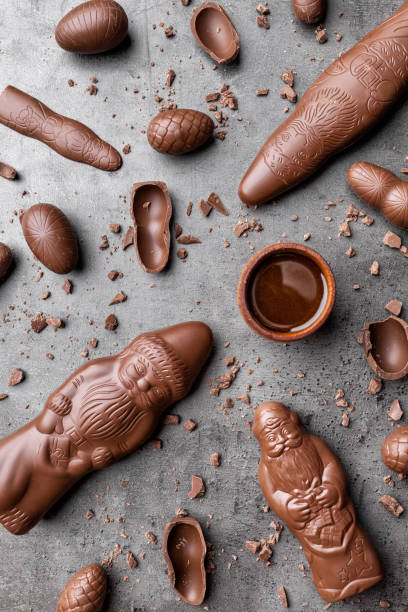 istock Delicious Christmas chocolate and sweets on rustic background 873941366