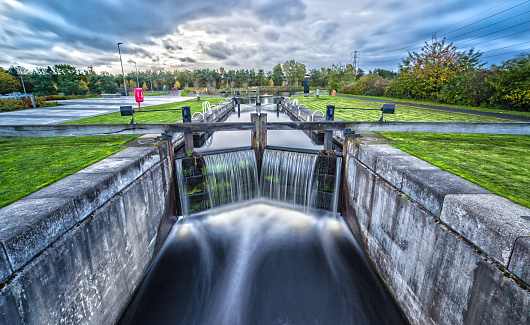 Clear Water flowing down a Water Lock