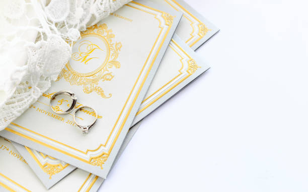 istock ring on wedding card with soft-focus and over light in the background 873946262