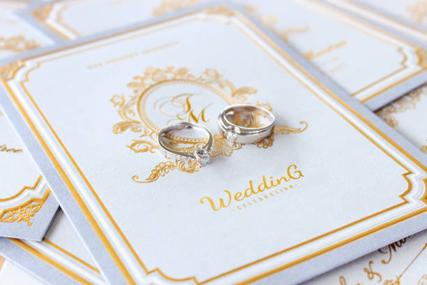 istock ring on wedding card with soft-focus and over light in the background 873946276