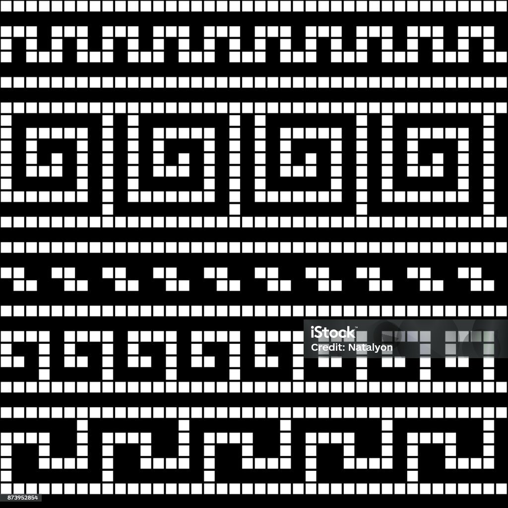 Schwarz und weiß traditionelle Musterdesign geometrische griechische Mäander, Vektor - Lizenzfrei Griechenland Vektorgrafik