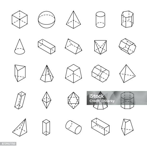 Ilustración de Gran Conjunto De Formas Geométricas 3d Con Vistas Isométricas y más Vectores Libres de Derechos de Forma geométrica