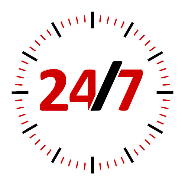 icono de servicio 24 horas #2 - clock face store time sign fotografías e imágenes de stock