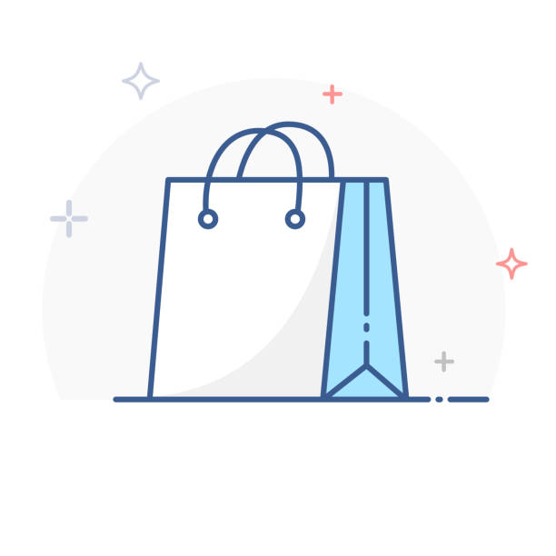 ilustrações de stock, clip art, desenhos animados e ícones de shopping bag line icon vector - dacian