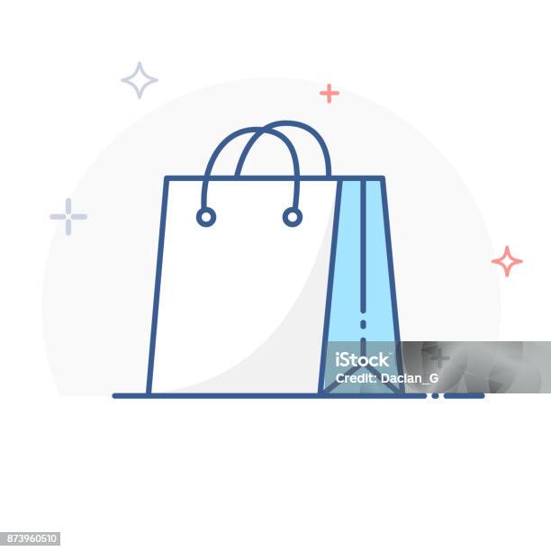 Shopping Bag Line Icon Vector Stock Illustration - Download Image Now - Shopping Bag, Icon Symbol, Vector