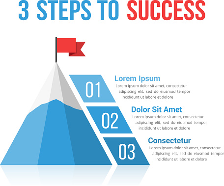 3 Steps to success infographics, leadership, motivation concept, vector eps10 illustration