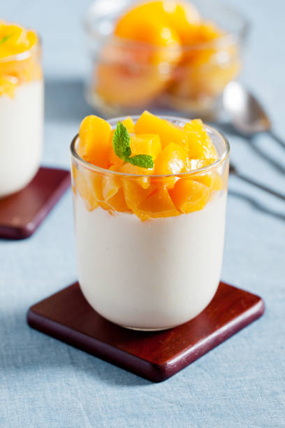 istock Panna Cotta With Poached Peach 873961264