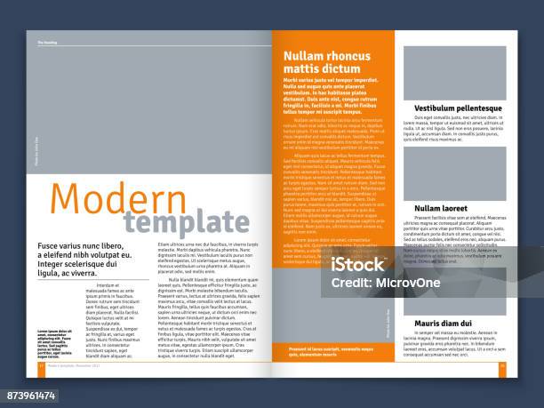 Modern Magazine Or Newspaper Vector Layout With Text Modular Construction And Image Places Stock Illustration - Download Image Now