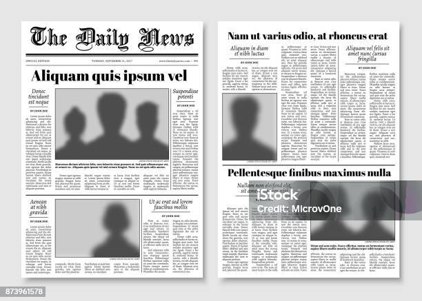 Paper Tabloid Newspaper Vector Layout Editorial News Template Stock Illustration - Download Image Now