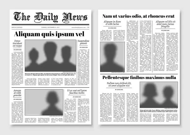 Vector illustration of Paper tabloid newspaper vector layout. Editorial news template