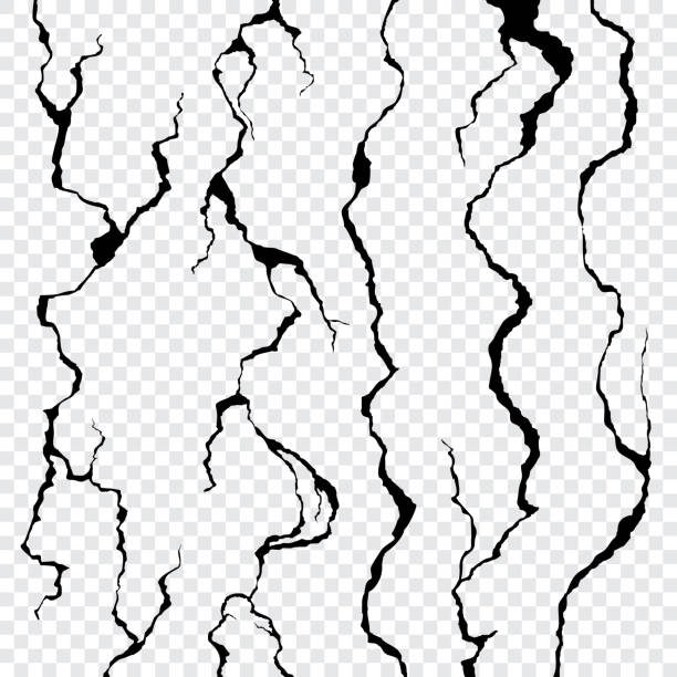 ilustrações de stock, clip art, desenhos animados e ícones de wall cracks isolated on transparent background - rachado