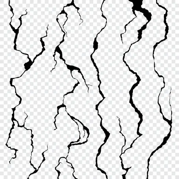 Vector illustration of Wall cracks isolated on transparent background