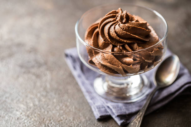 istock chocolate mousse cream in a glass vase 873962048