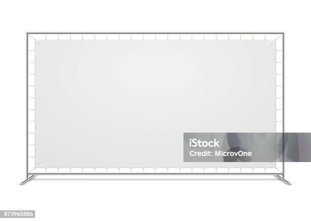 White Blank Advertising Press Wall With Fabric Banner Vector Template Stock Illustration - Download Image Now