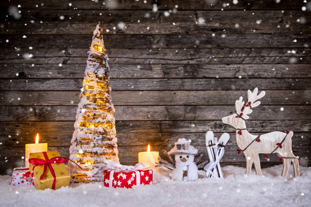 istock Christmas decoration on wooden background 873966054