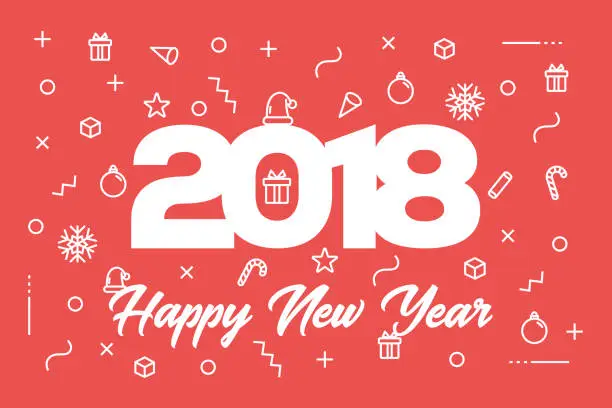 Vector illustration of Happy New Year 2018