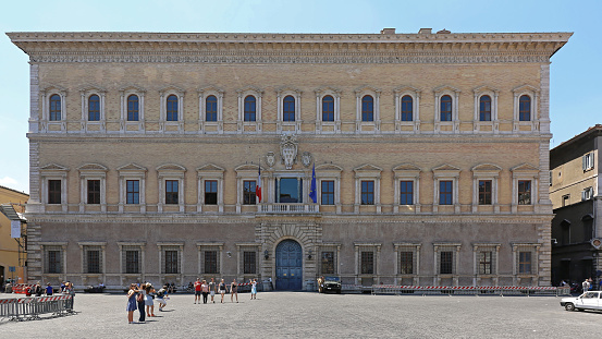 ROME, ITALY - JUNE 29, 2014: French Embassy Palace Farnese in Rome, Italy.