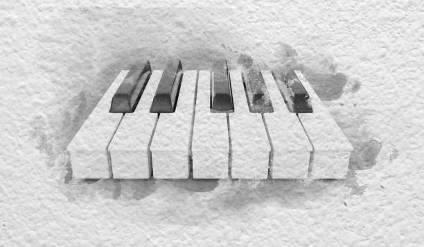 istock Brush abstract piano keys on the cardboard paper background. 873973752