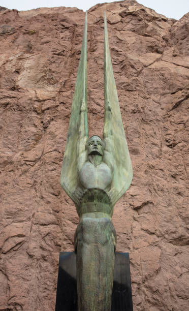 Hoover Dam Statue An editorial stock photo of a Large statue located at the Hoover dam in Nevada, USA. hoover dam statues stock pictures, royalty-free photos & images