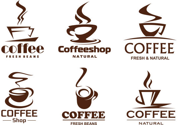 ilustrações de stock, clip art, desenhos animados e ícones de vector coffee cups icons for coffeeshop cafe - latté cafe macchiato cappuccino cocoa