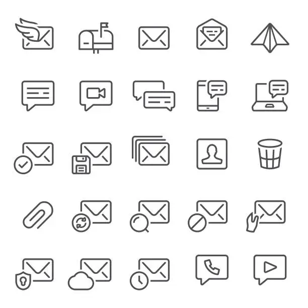 Vector illustration of Email and Messaging Icons