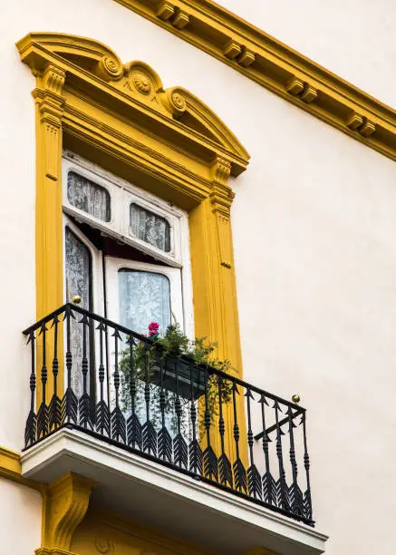 Flowerbox on Yellow Balcony in Spain