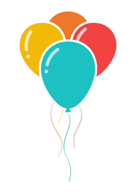 банч из трех красочных иконок праздничных воздушных шаров - three objects illustrations stock illustrations