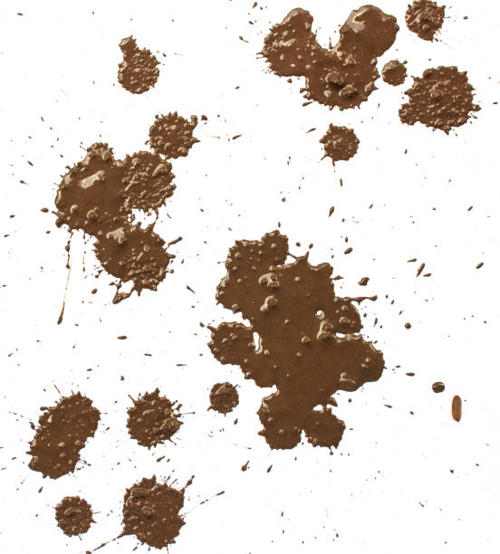 istock Drops of mud splashes on a white backgrounds 874029302
