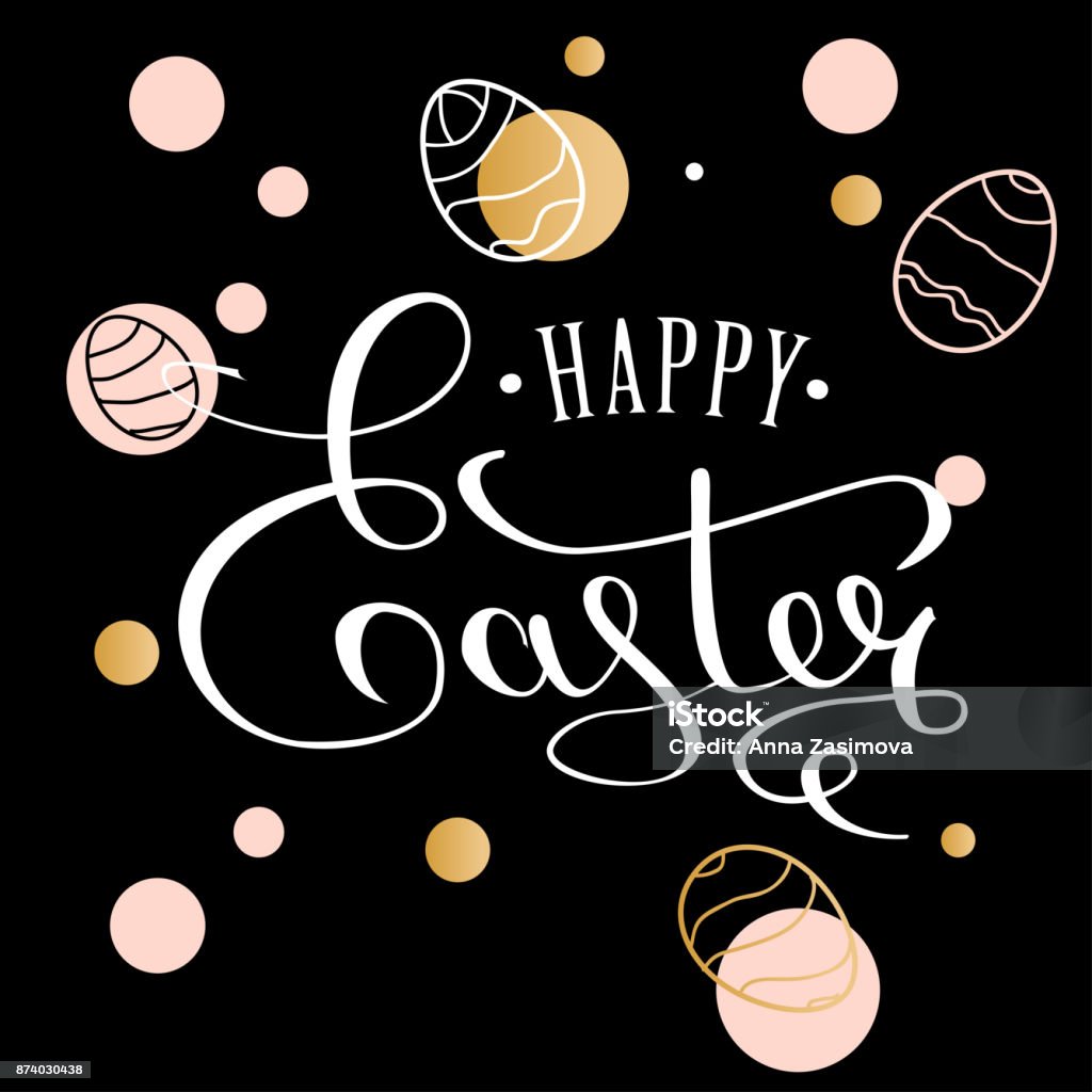 Easter Lettering F Happy Easter Lettering Greeting Card With Doodle Easter Eggs ...