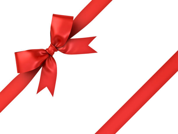 Red gift ribbon bow isolated on white background stock photo